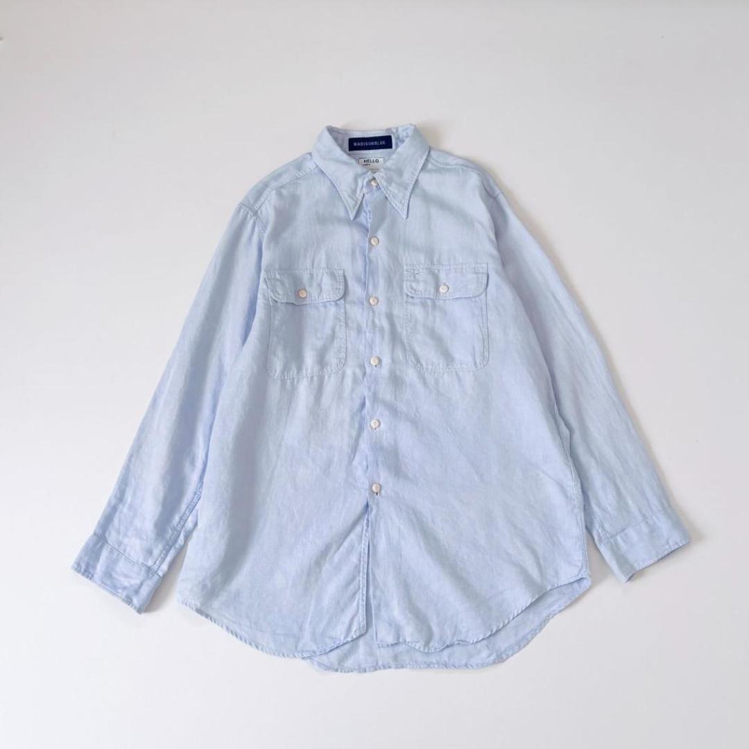 MADISONBLUE ハンプトン リネンシャツ B刺繍 サックスブルー　01