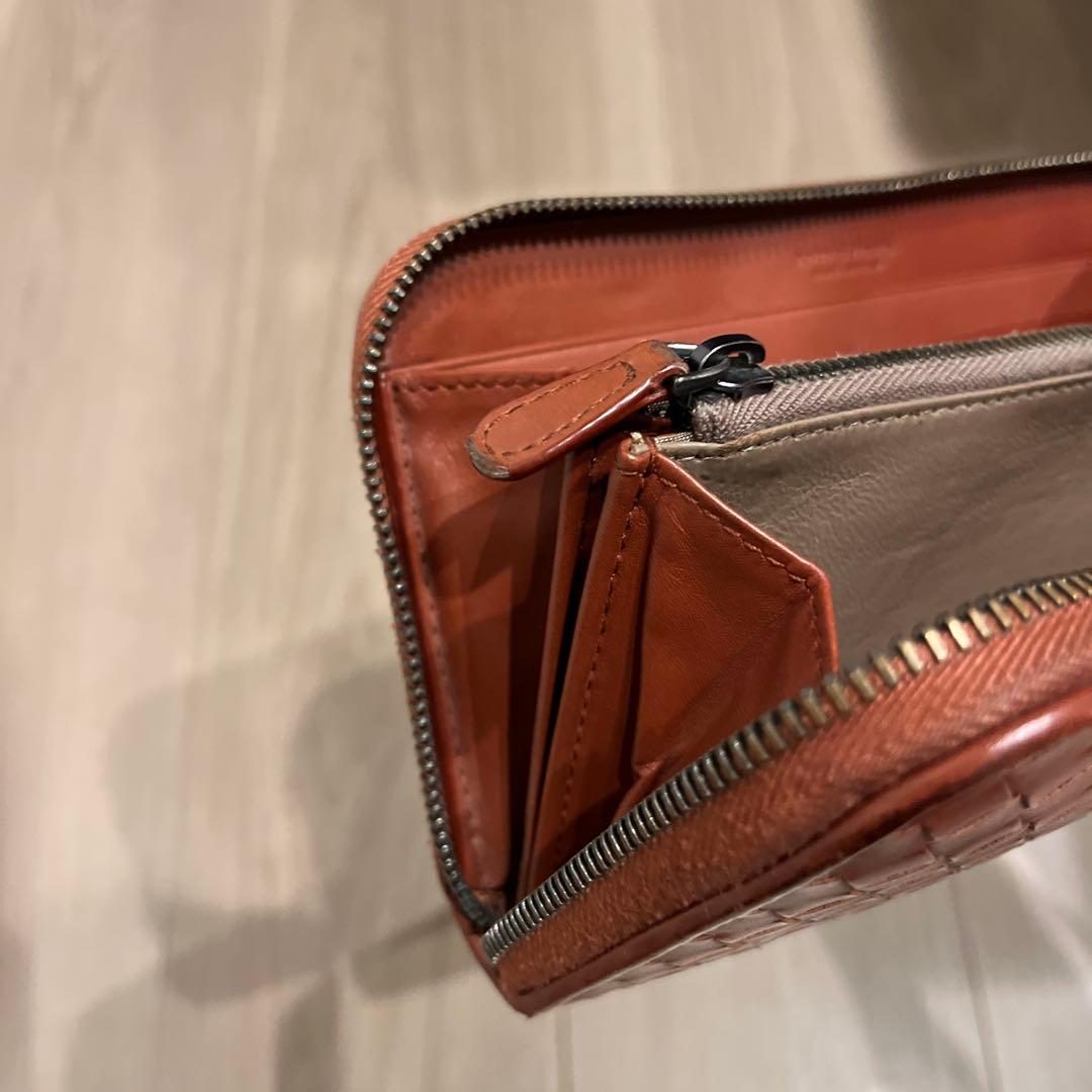 ボッテガヴェネタ　ラウンドジップ　長財布　ブラウン