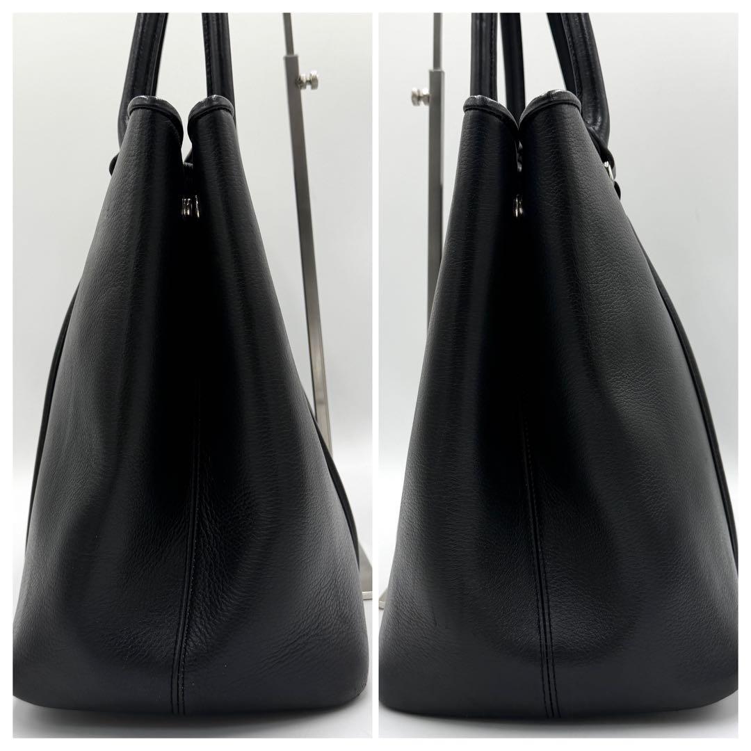 【美品】バーニーズニューヨーク トートバッグ シボ革 ビジネス A4 ブラック