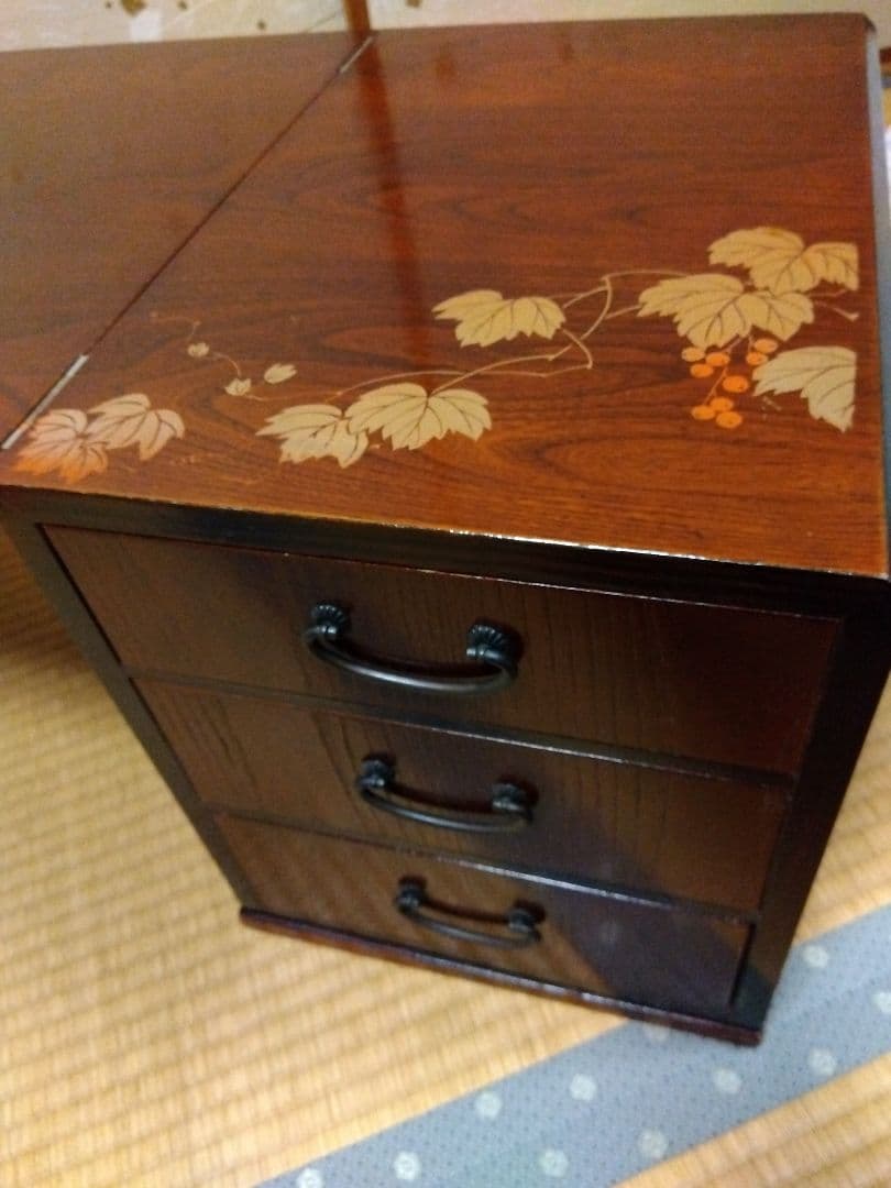 文机　折りたたみ　天板模様あり　アンティーク　昭和レトロ