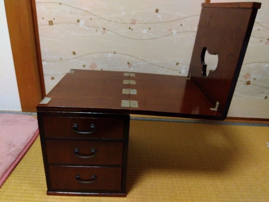 文机　折りたたみ　天板模様あり　アンティーク　昭和レトロ