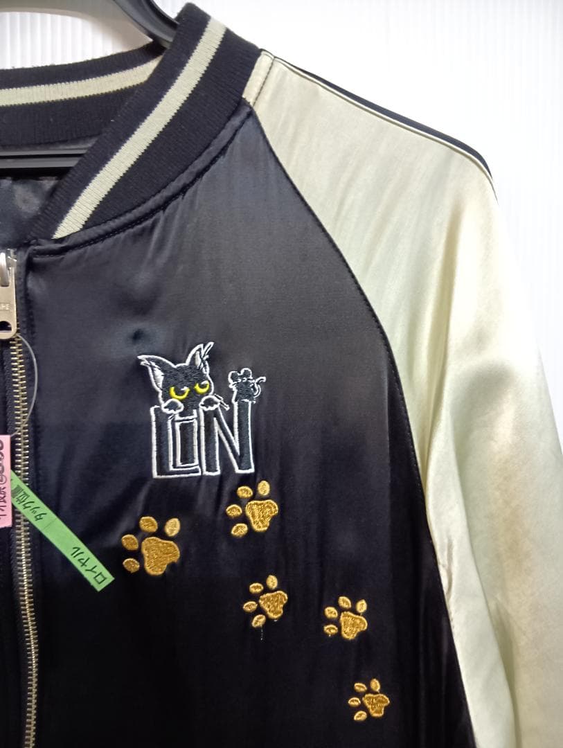 LIN　スカジャン　リバーシブル　L　猫