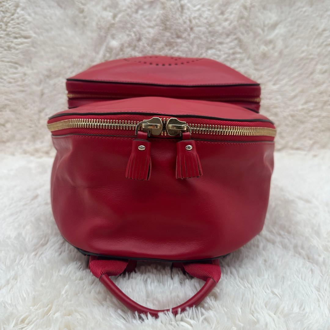 ✨極美品✨アニヤハイドマーチ　リュック　スマイリー　パンチング　カーフレザー　赤