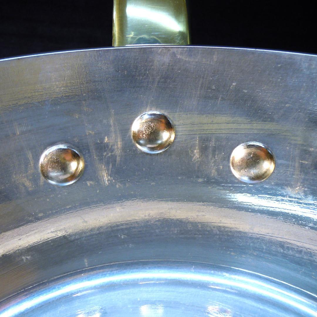 銅鍋 極厚3mm 径30cm 重量5kg テーパー型真鍮柄 和田助製作所 未使用