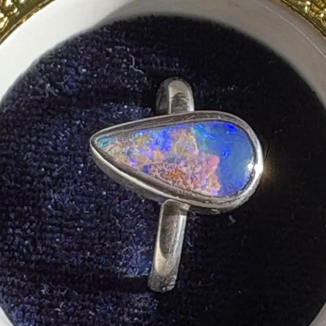 セール オーストラリア産 ボルダーオパール シルバーリング 海中 13.5号