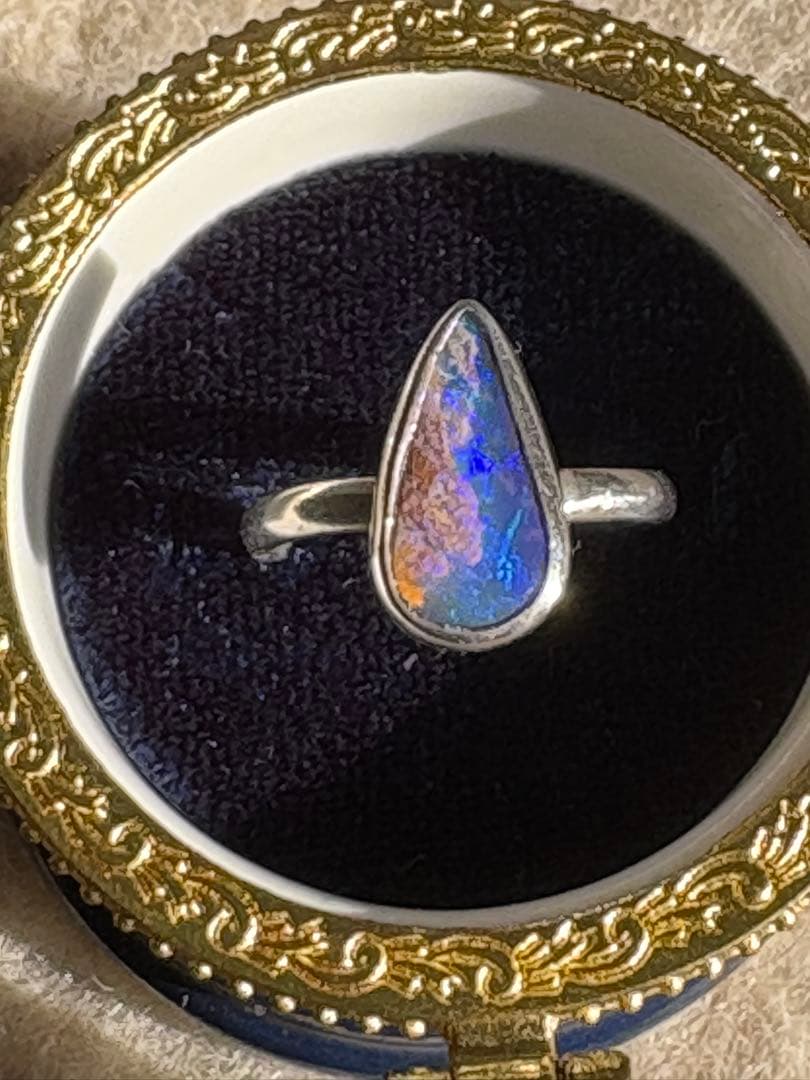 セール オーストラリア産 ボルダーオパール シルバーリング 海中 13.5号