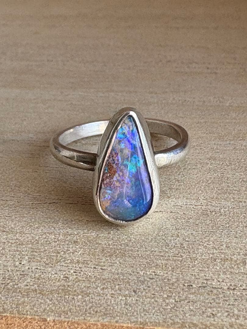 セール オーストラリア産 ボルダーオパール シルバーリング 海中 13.5号
