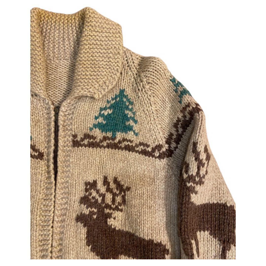 60s カウチンセーター トナカイ柄　ウールニット ヴィンテージ