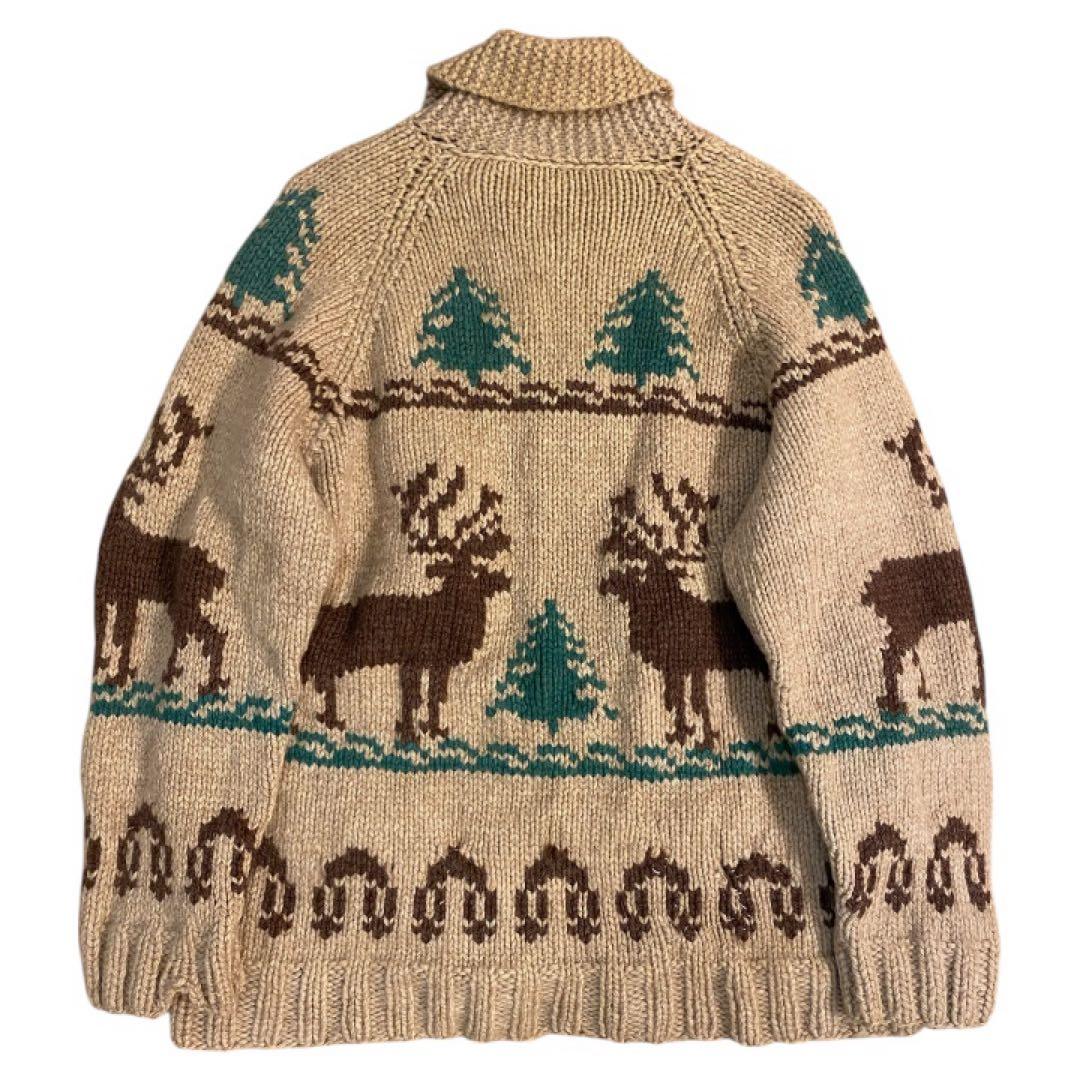 60s カウチンセーター トナカイ柄　ウールニット ヴィンテージ