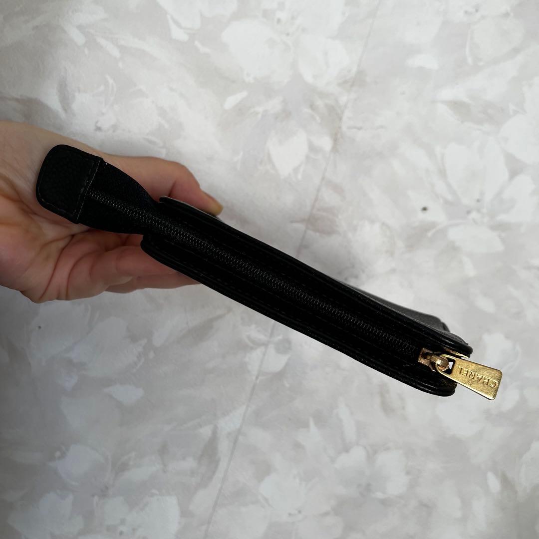 美品 CHANEL シャネル キャビアスキン レザー ポーチ 小物入れ