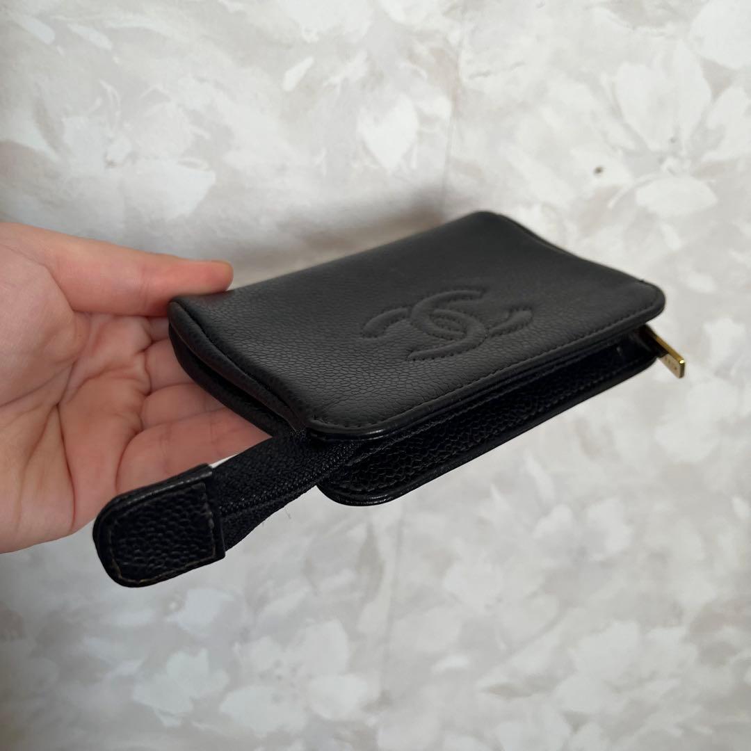 美品 CHANEL シャネル キャビアスキン レザー ポーチ 小物入れ