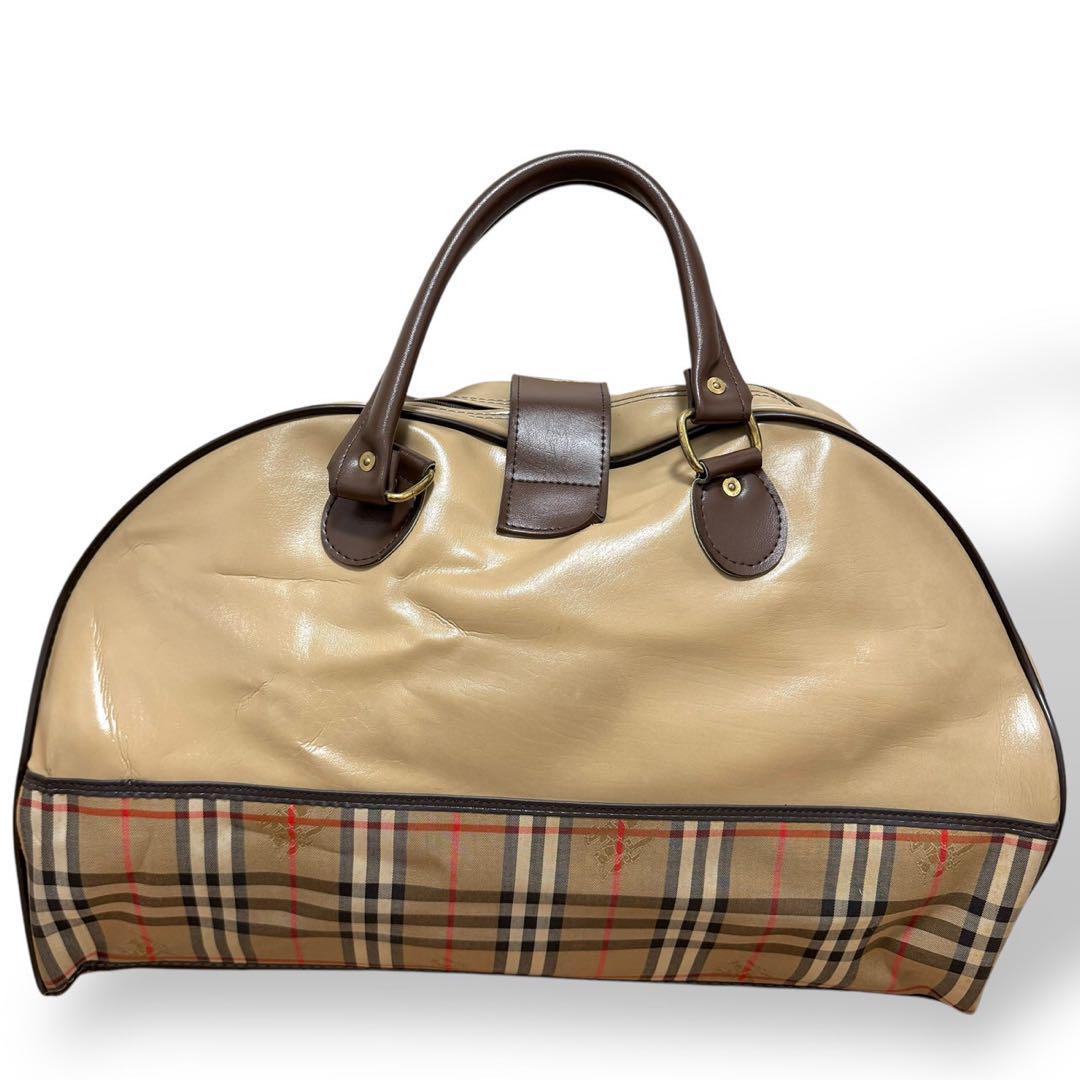 希少　バーバリー　ボストンバッグ　ノバチェック　大容量　旅行　出張　ロゴ　良品