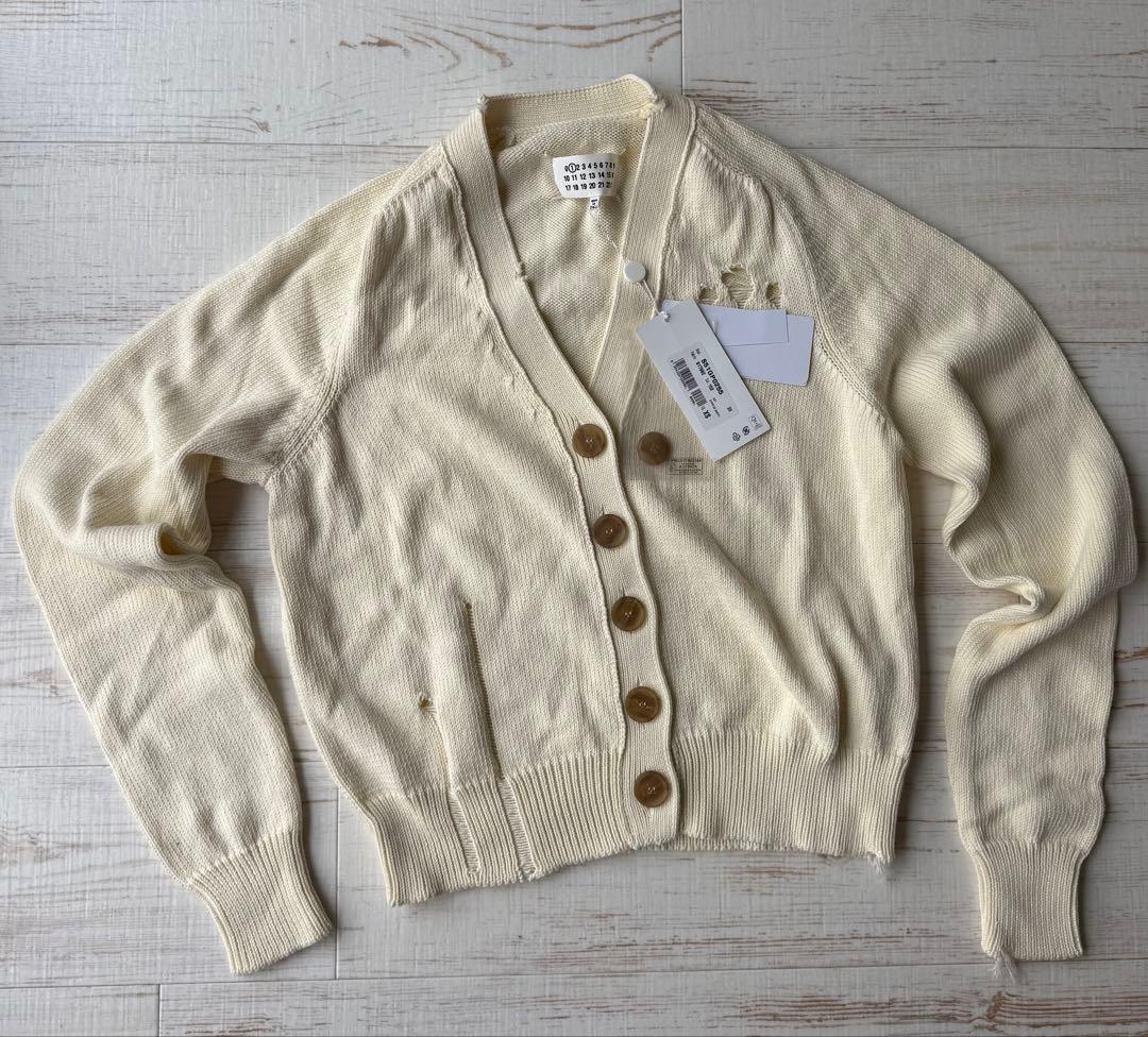 アイボリーリブ編みカーディガン XS