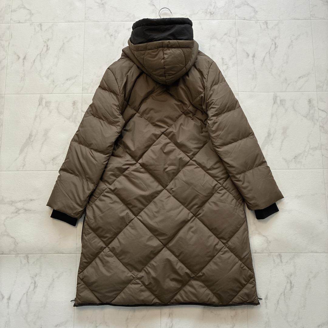美品 スコットクラブ♡バイカラーロングダウンコート カーキ キルティング 9号
