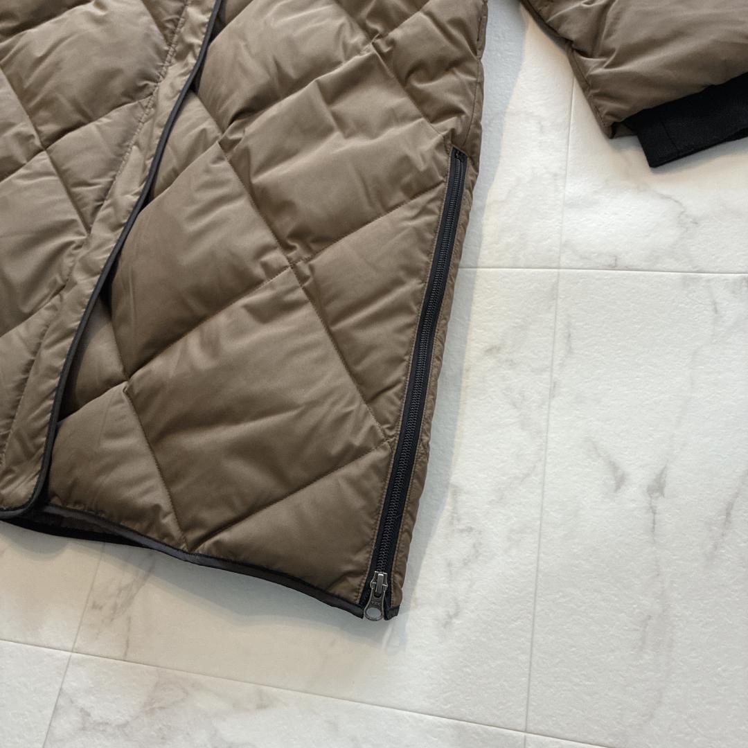 美品 スコットクラブ♡バイカラーロングダウンコート カーキ キルティング 9号