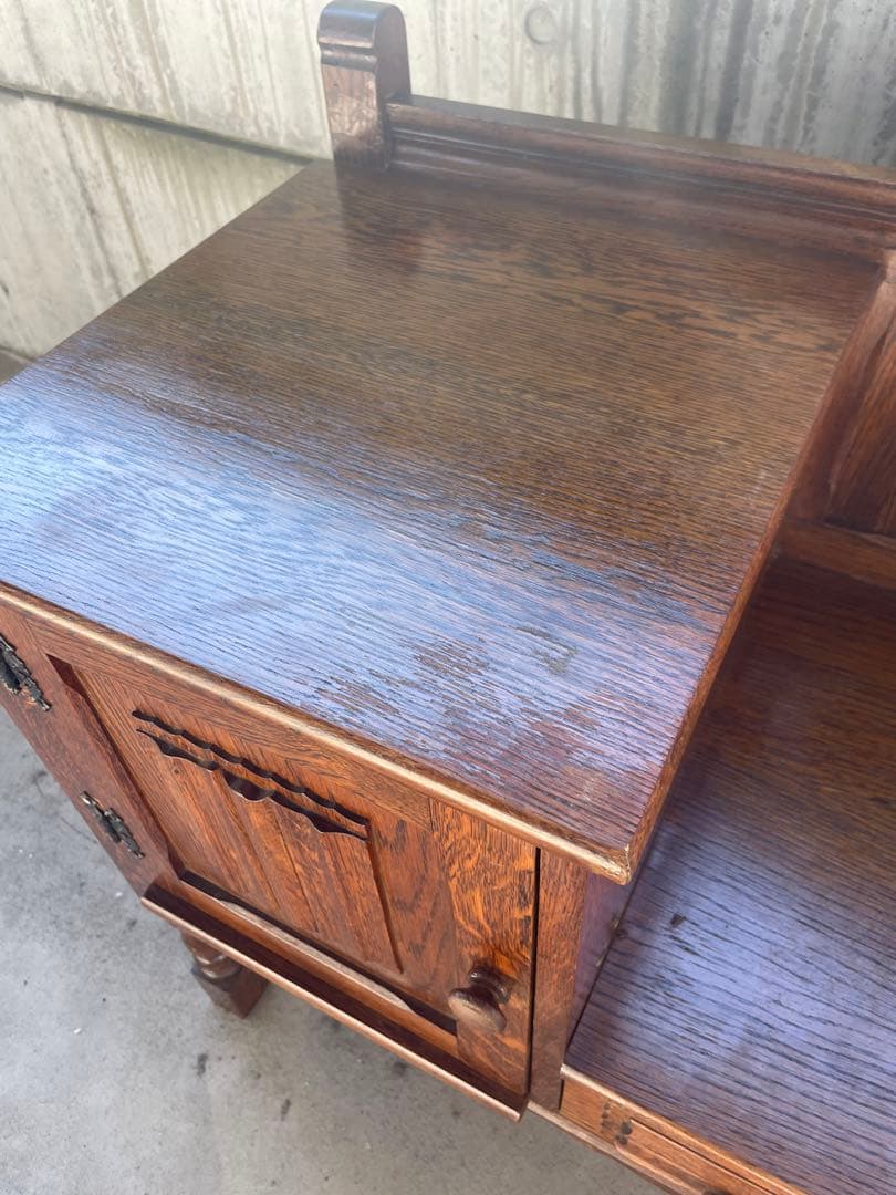 テレフォンベンチ オーク材電話台 引き出し付き