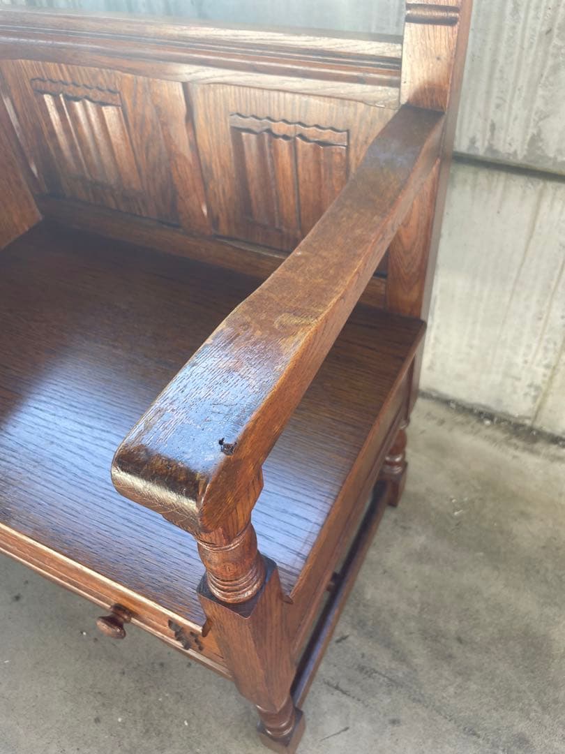 テレフォンベンチ オーク材電話台 引き出し付き