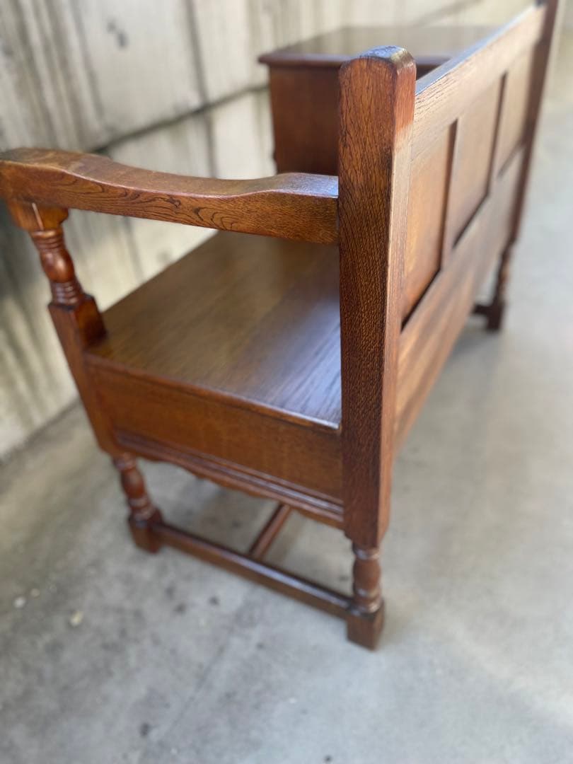 テレフォンベンチ オーク材電話台 引き出し付き