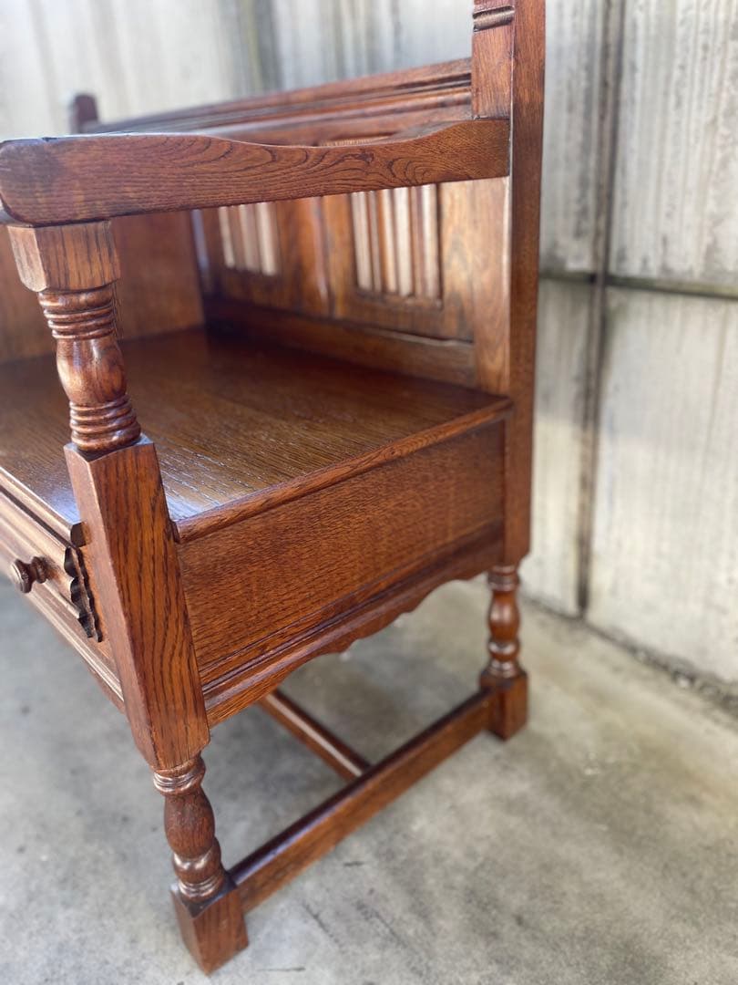 テレフォンベンチ オーク材電話台 引き出し付き