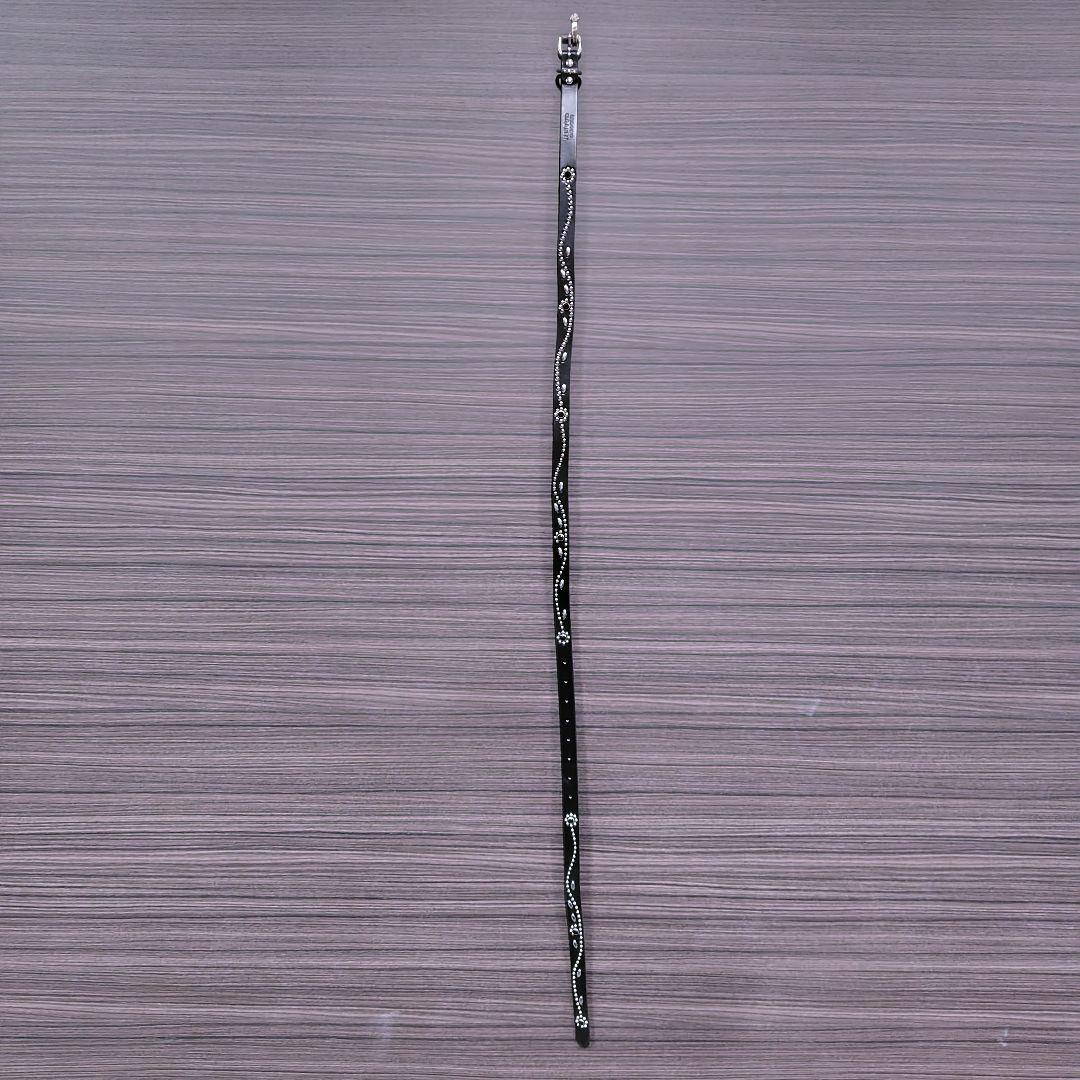 フラワー黒■本革レザーフルスタッズナローベルト☆アメカジ古着ヴィンテージキムタク