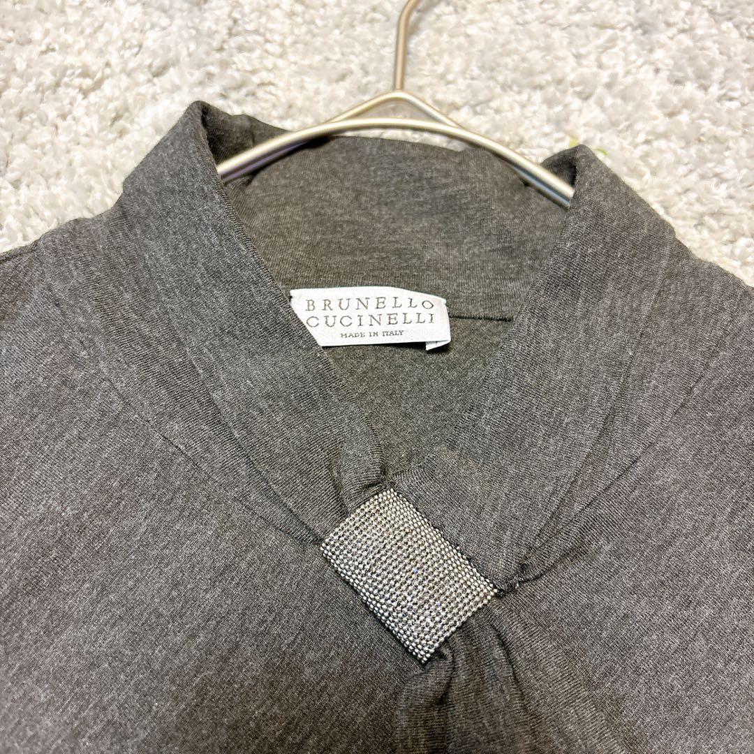 【極美品】ブルネロクチネリ　長袖ボウタイトップス　モニーレ　グレー　Sサイズ