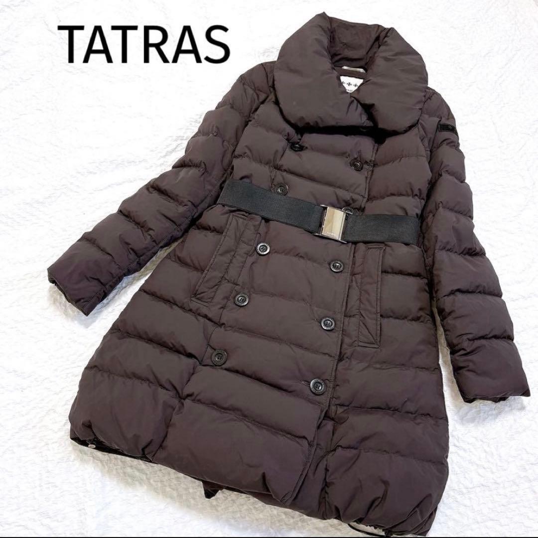 お得✨TATRAS アゴーニャ　女優襟　ベルト付　ダウンコート　ブラウン S