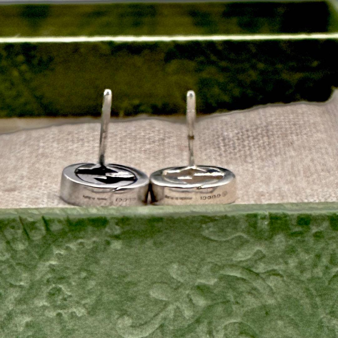 GUCCI グッチ インターロッキングG スタッド ピアス 両耳 シルバー 美品