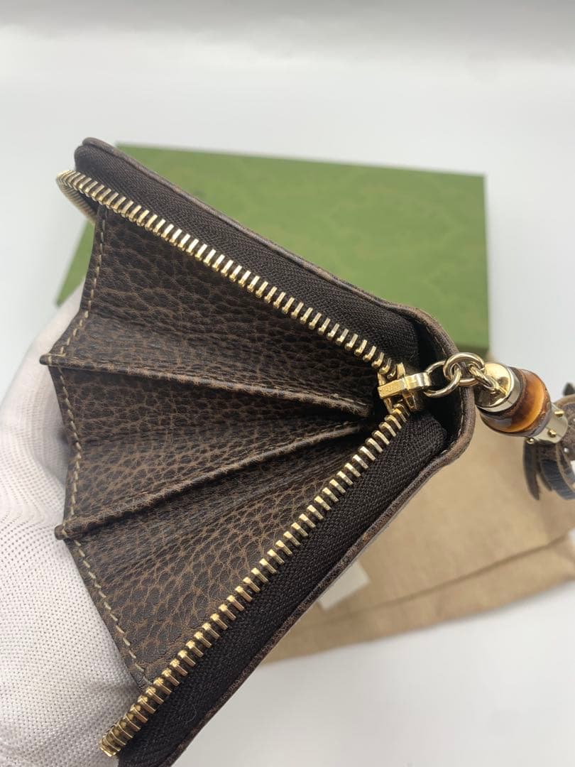 美品 GUCCI　ラウンドファスナー長財布　ブラウン茶　GGキャンバス P55