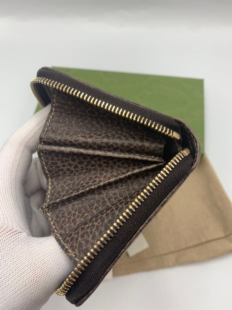 美品 GUCCI　ラウンドファスナー長財布　ブラウン茶　GGキャンバス P55