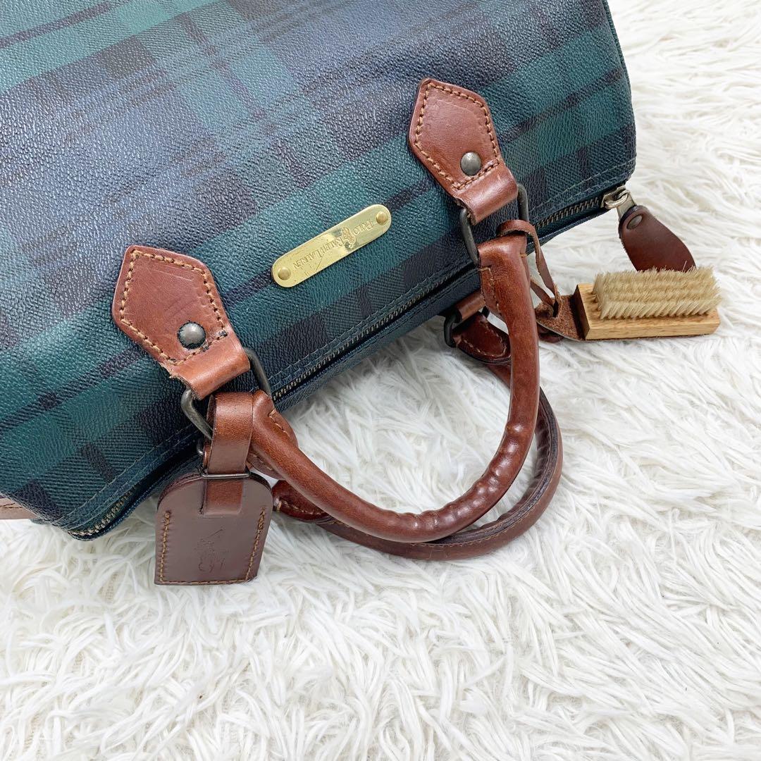【✨極美品✨】 ラルフローレン ミニボストンバッグ チェック柄 グリーン