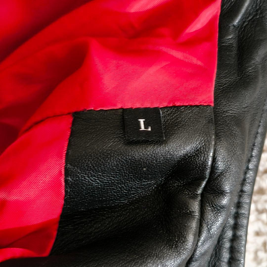 DIESEL 裏地赤 ラムレザー シープスキン シングルライダースジャケット L