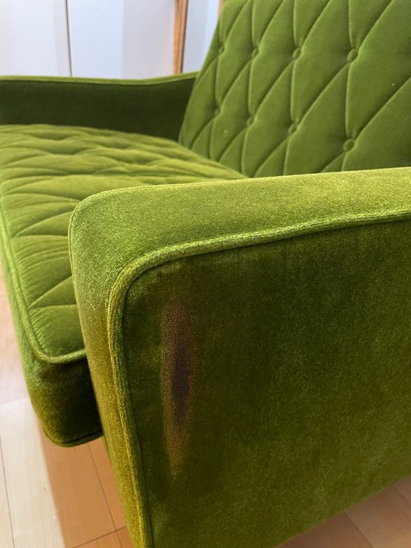 カリモク60 2人掛けロビーチェア・ソファ・オリーブグリーン ベルベットソファ