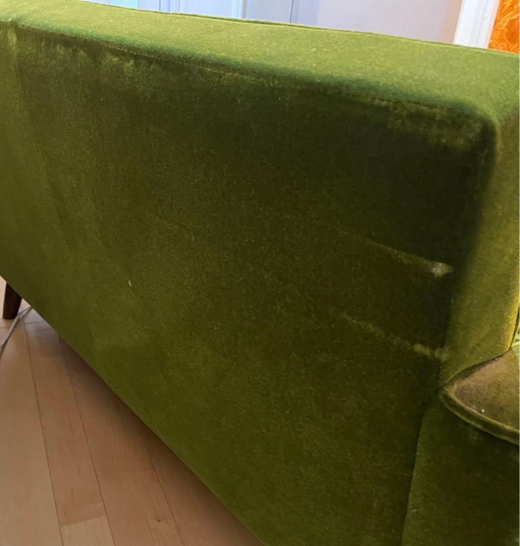 カリモク60 2人掛けロビーチェア・ソファ・オリーブグリーン ベルベットソファ