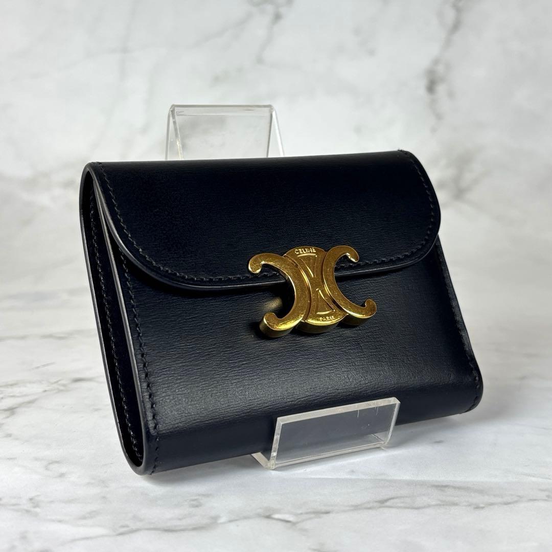 CELINE セリーヌ　トリオンフ　カーフスキン　三つ折り　財布　ミニ財布