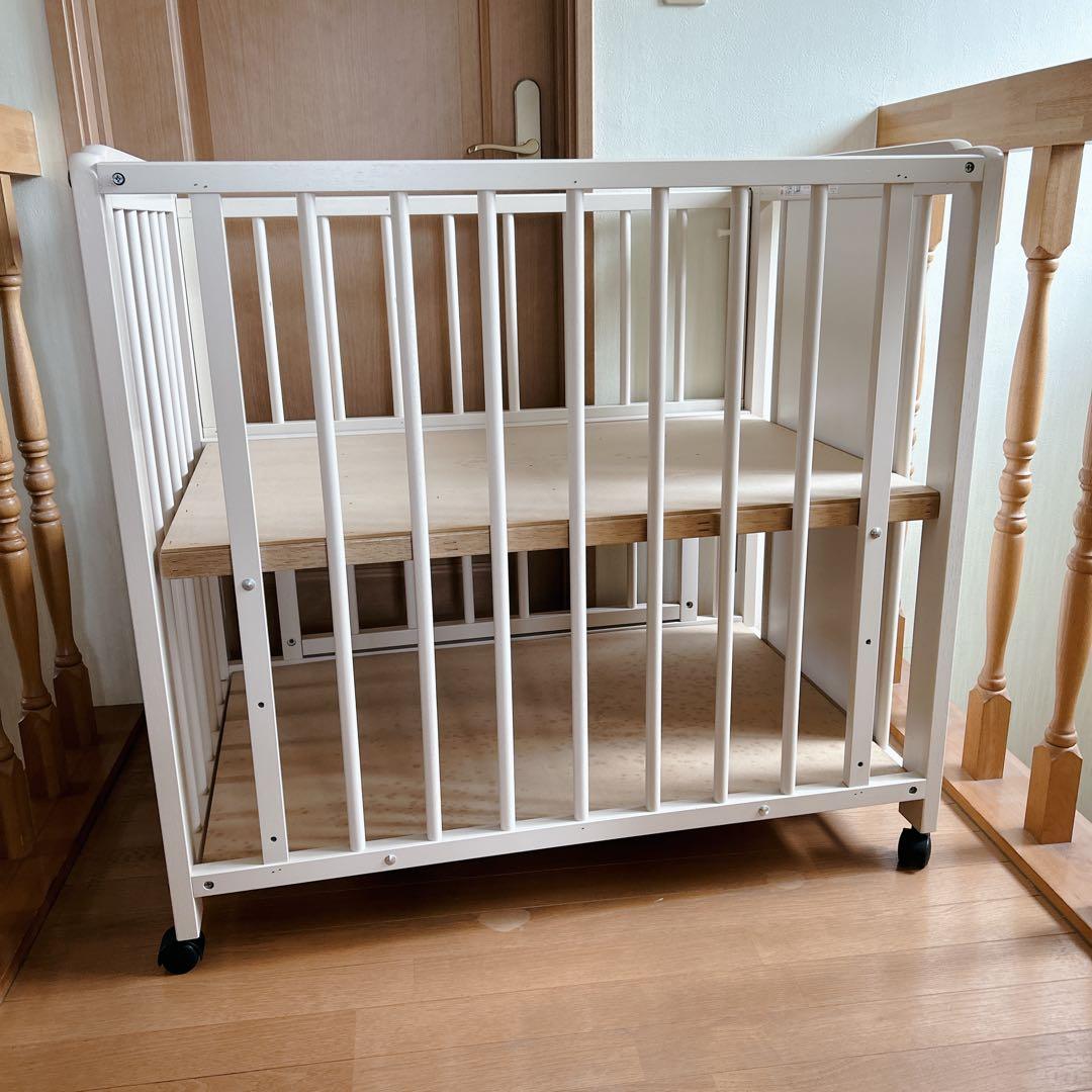 キンタロー ベビーベッド スヌーピー ホワイト 不具合無し おしゃれ 床下収納