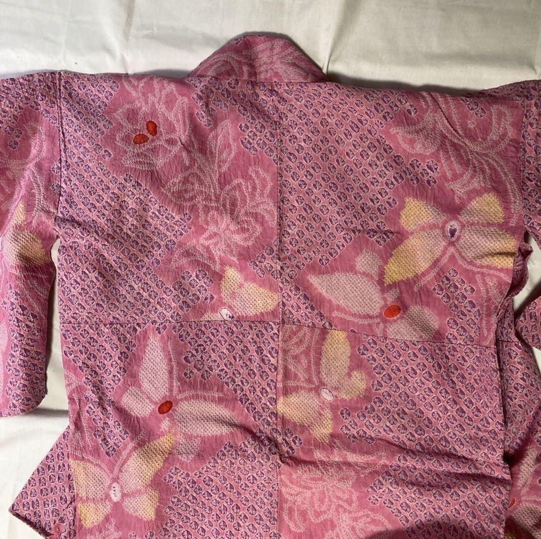 ピンク 絞り花柄 浴衣