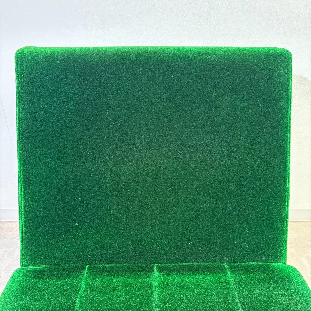 昭和レトロ グリーン ベロア　モケット 1人掛け ソファ