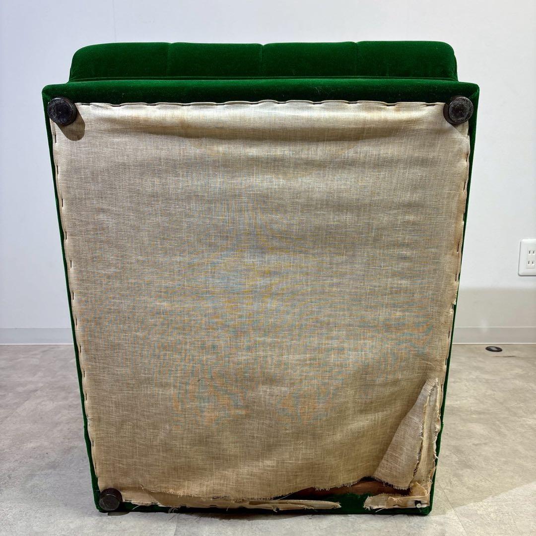 昭和レトロ グリーン ベロア　モケット 1人掛け ソファ