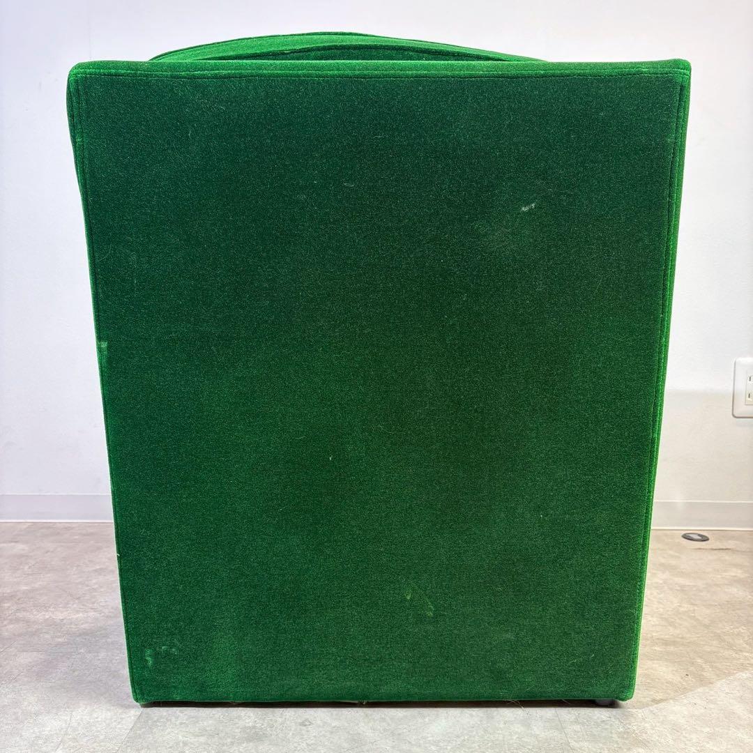 昭和レトロ グリーン ベロア　モケット 1人掛け ソファ