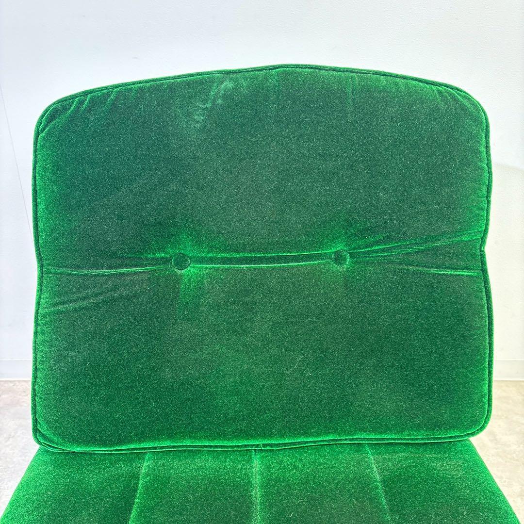 昭和レトロ グリーン ベロア　モケット 1人掛け ソファ