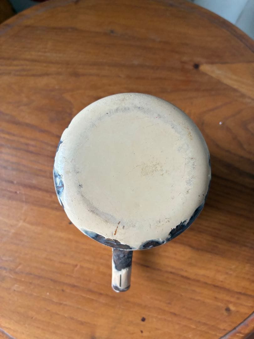 フランス　アンティーク　ホーロー　ピッチャー　ジャグ　ポルカ　ドット　水玉　レア