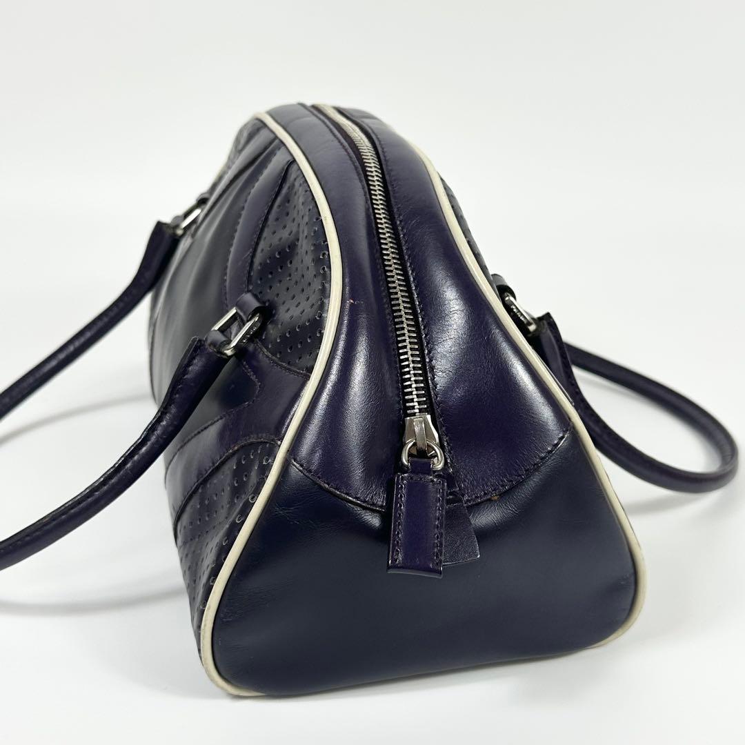 PRADA レザー パンチング ボーリングバッグ 紫 archive ギャラ有