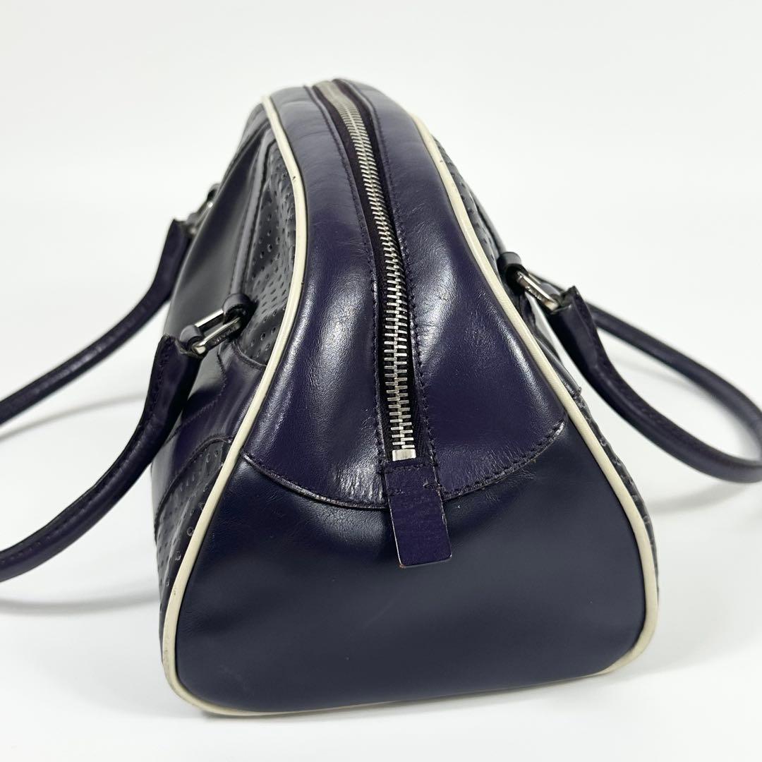 PRADA レザー パンチング ボーリングバッグ 紫 archive ギャラ有