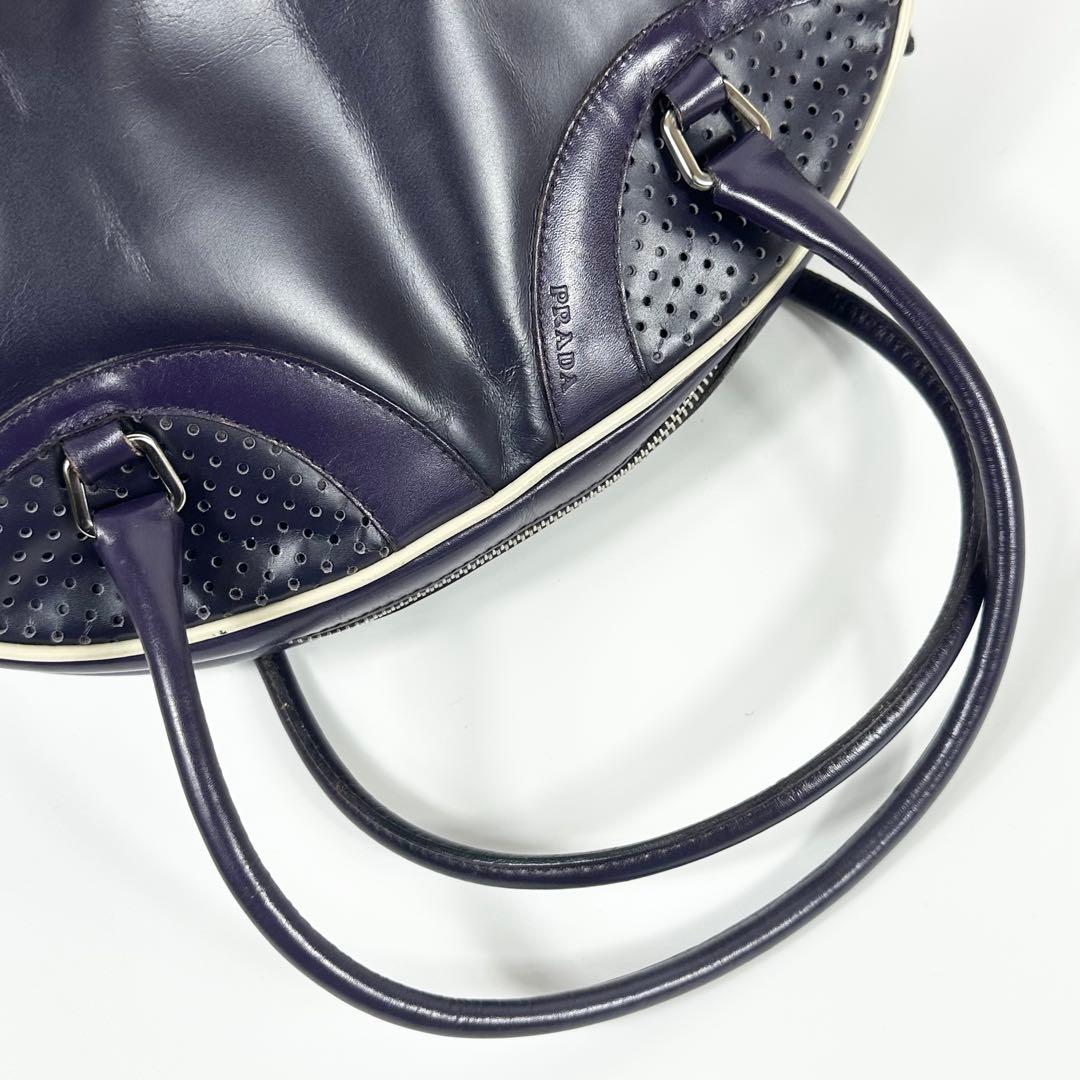 PRADA レザー パンチング ボーリングバッグ 紫 archive ギャラ有