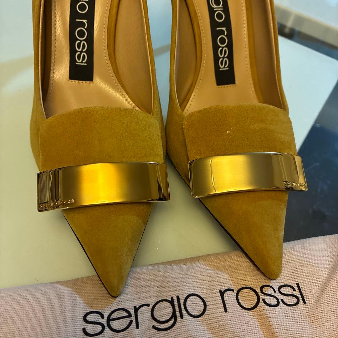 セルジオロッシ　sr1 メタルプレート　パンプス　ハイヒール　靴　定番　スエード