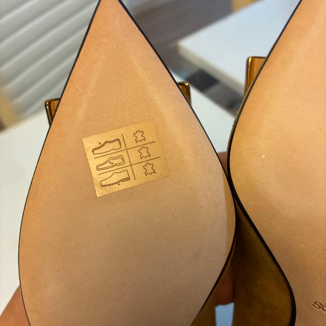 セルジオロッシ　sr1 メタルプレート　パンプス　ハイヒール　靴　定番　スエード