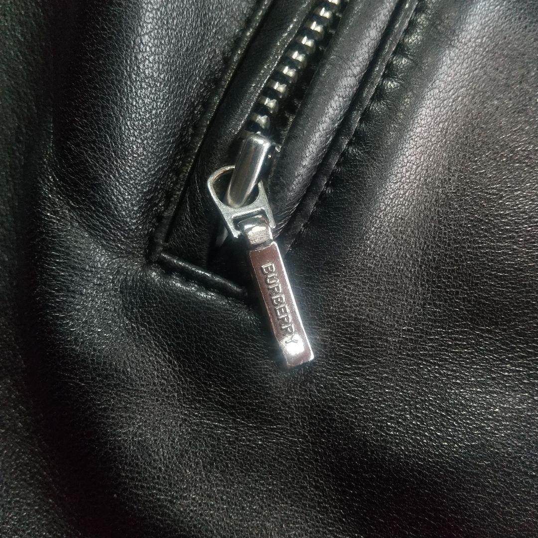 バーバリーブラックレーベル ライダースジャケット L ラムレザー 革ジャン