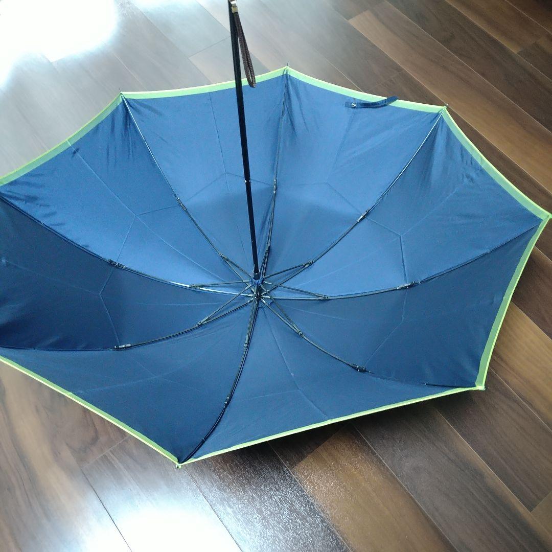 前原光榮商店　トンボ洋傘　雨傘 ボーダー 折りたたみ ネイビー×ライトグリーン