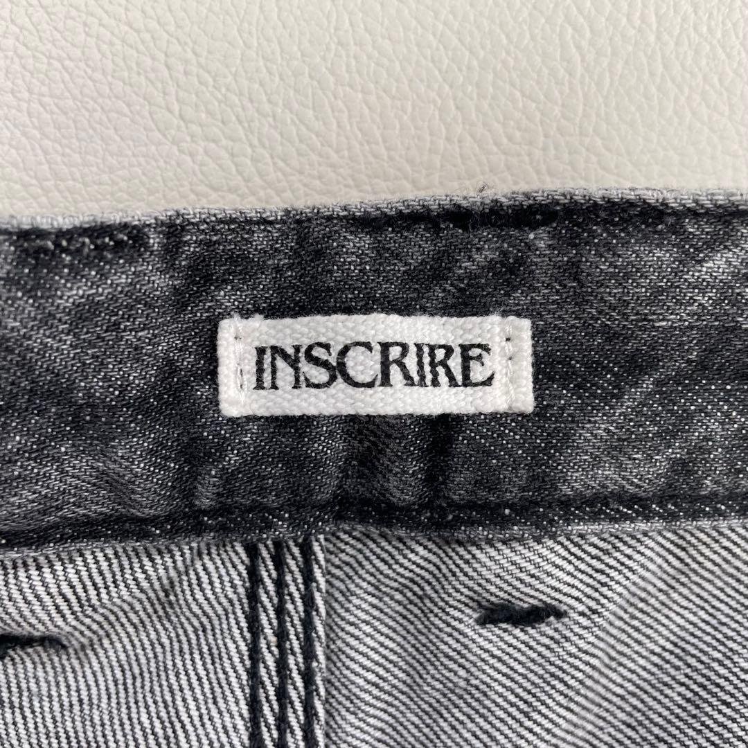 6241【美品】アンスクリア　タックワイドデニム　ブラック　ジーンズ　コットン