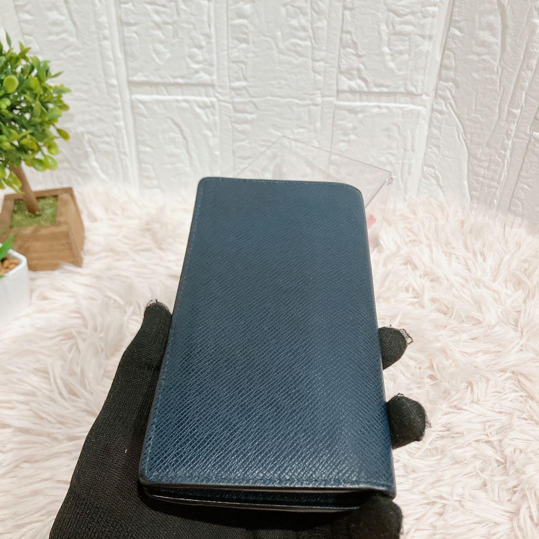 美品 ルイヴィトン タイガ ポルトフォイユ ブラザ 長財布 二つ折り ネイビー